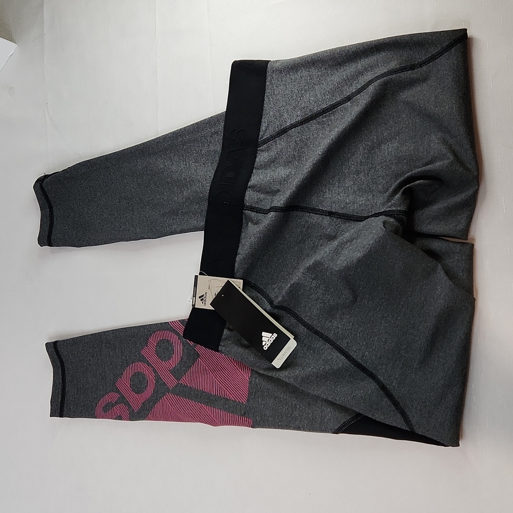Adidas Workout Leggings Training Climacool Long Tight Black Gray Pink Midrise